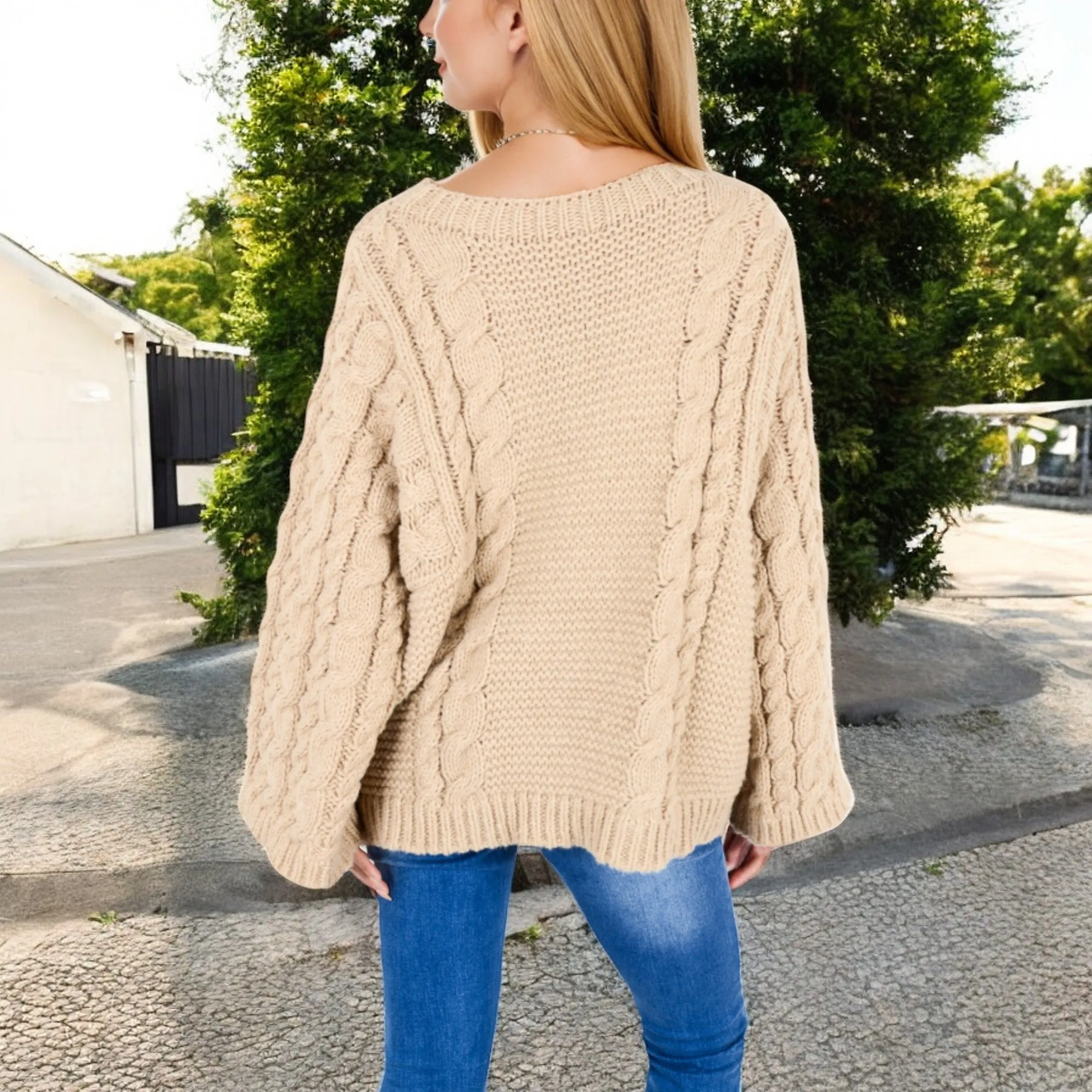 Anna-Kaci Women's Cable Knit Sweater with Long Bell Sleeves sold by Anna-Kaci product image thumbnail 5