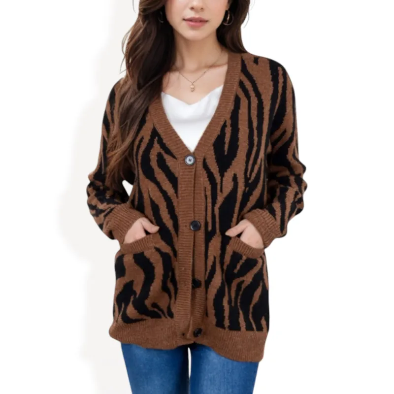 Anna-Kaci Women's V-Neck Button-Down Cardigan with Front Pockets and Relaxed Fit sold by Anna-Kaci