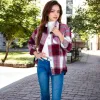 Anna-Kaci Women's Plaid Button-Down Shirt with Classic Design and Relaxed Fit sold by Anna-Kaci