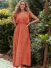 V-Neck Butterfly Sleeved Ruffle Maxi Dress sold by Anna-Kaci