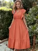 V-Neck Butterfly Sleeved Ruffle Maxi Dress sold by Anna-Kaci