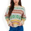 Anna-Kaci Women's Multi-Color Fair Isle Knit Sweater with Crew Neck and Long Sleeves sold by Anna-Kaci