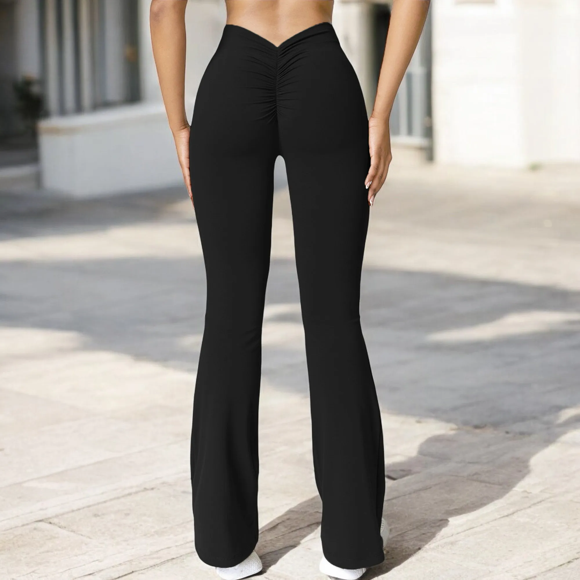 Anna-Kaci Women's High Waist Flare Leg Pants with Stretch Fabric sold by Anna-Kaci product image thumbnail 5