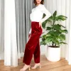 Anna-Kaci Women's High Waist Wide Leg Velvet Pants with Soft Textured Finish sold by Anna-Kaci