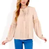 Anna-Kaci Women's Long Sleeve Pleated Blouse with Lace Detail and Tie Neck sold by Anna-Kaci