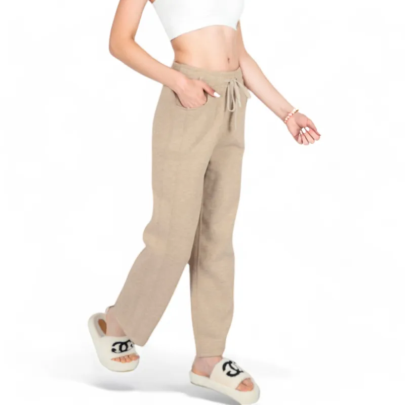 Anna-Kaci Women's Soft Knit Wide-Leg Pants with Elastic Waistband and Drawstring for Lounge and Casual Wear sold by Anna-Kaci