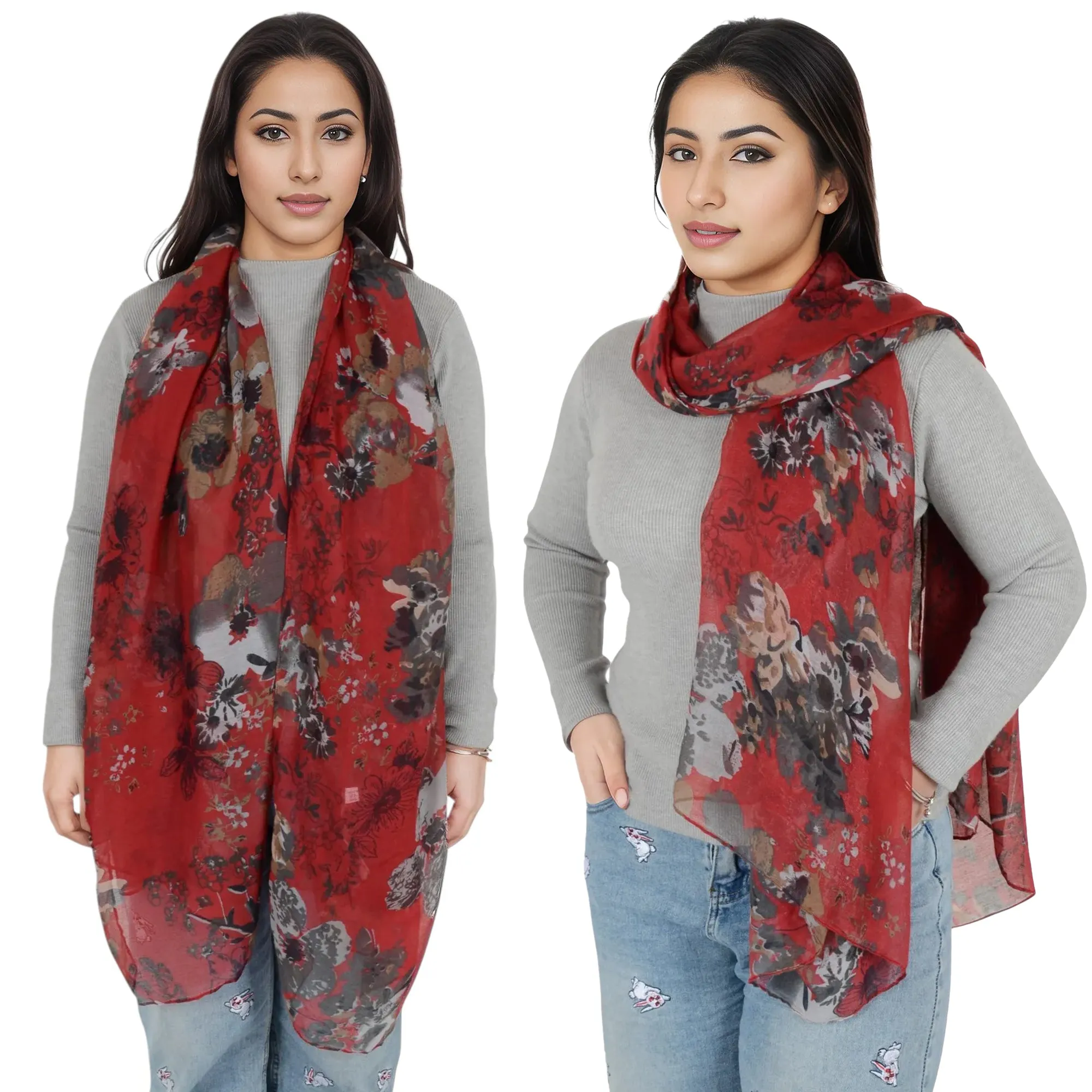 Anna-Kaci Fashion Floral Print Scarves Lightweight Winter Wrap Scarf Head Shawl for Women sold by Anna-Kaci product image thumbnail 3