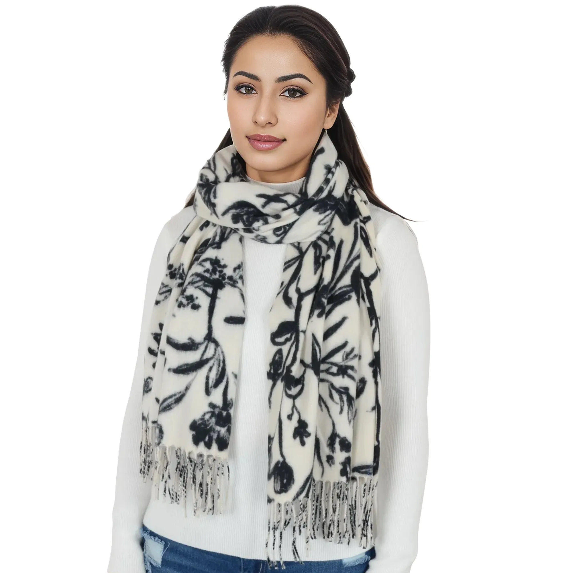 Anna-Kaci Women's Floral Print Winter Scarf Soft Cashmere Feel Fringe Shawl Wrap Scarves for Evening Dress sold by Anna-Kaci