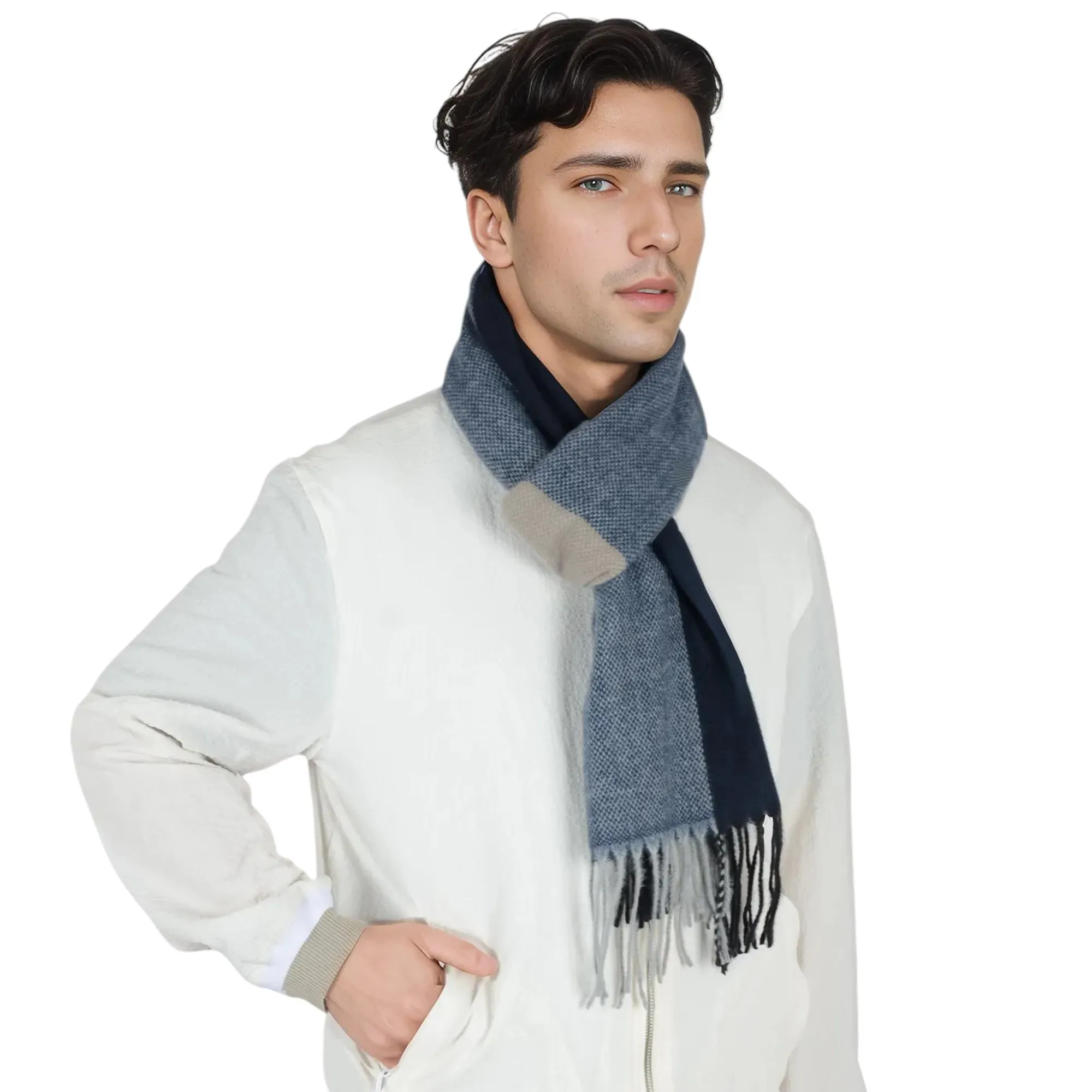 Anna-Kaci Cashmere Feel Winter Scarf Lightweight Striped Tassel Wrap Shawl Scarves for Men sold by Anna-Kaci product image thumbnail 3