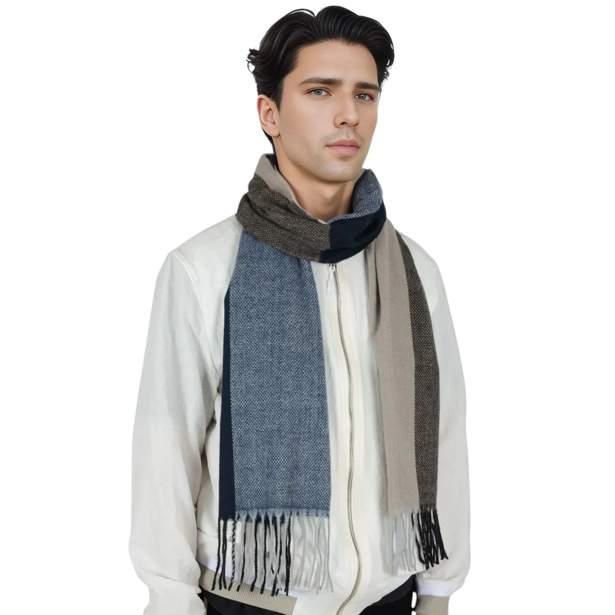 Anna-Kaci Cashmere Feel Winter Scarf Lightweight Striped Tassel Wrap Shawl Scarves for Men sold by Anna-Kaci product image thumbnail 2