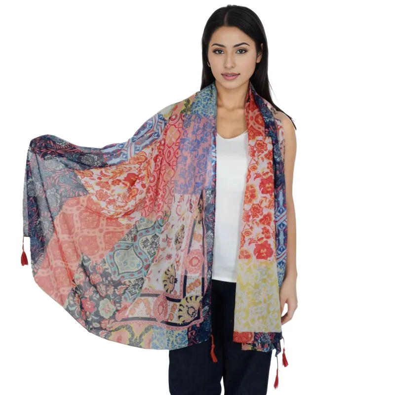 Anna-Kaci Women's Boho Floral Printed Scarf Fashion Fringed Colorful Shawl Wrap Scarves sold by Anna-Kaci