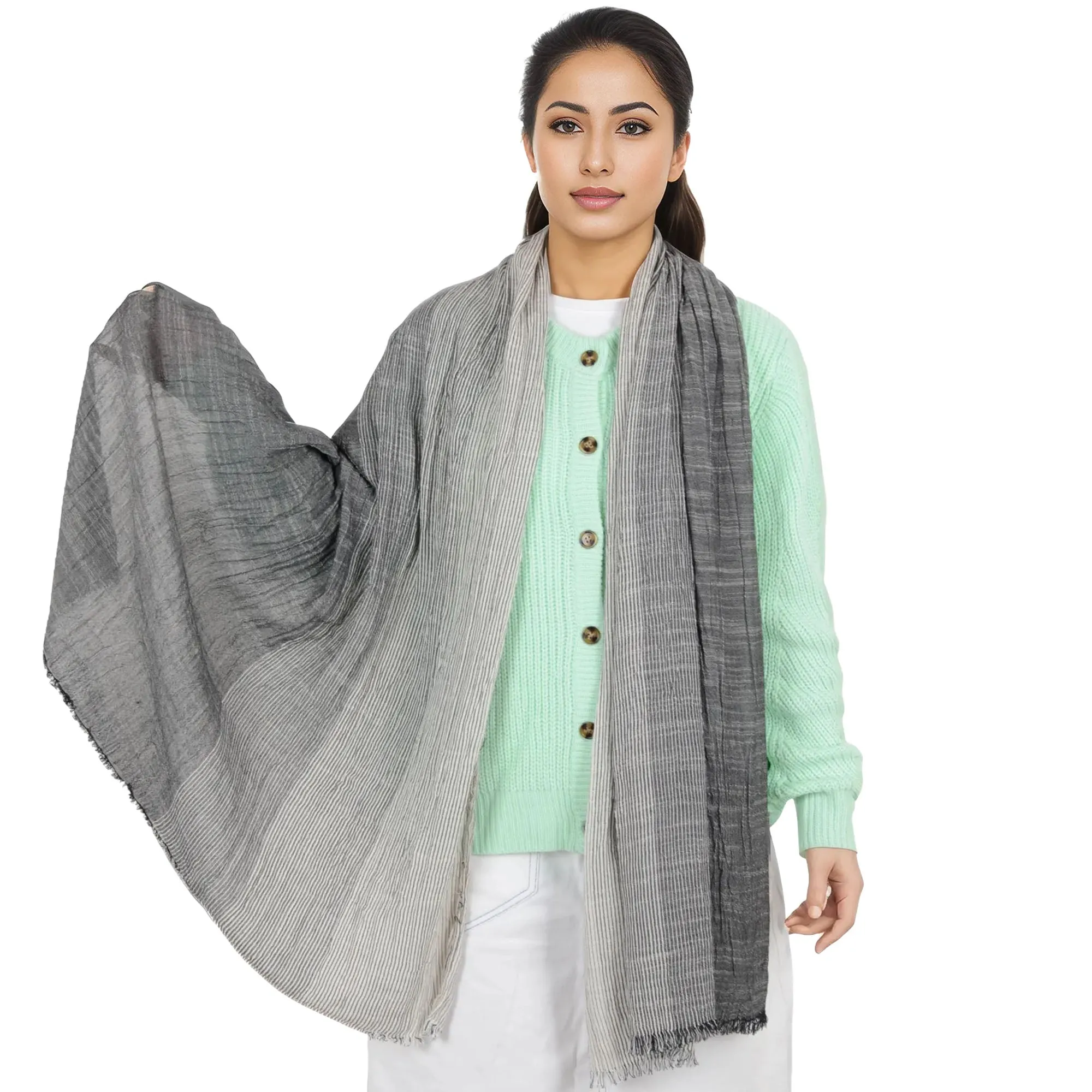 Alilang Lightweight Cotton Linen Scarf Striped Fashion Wrap Shawl for Women Men sold by Anna-Kaci