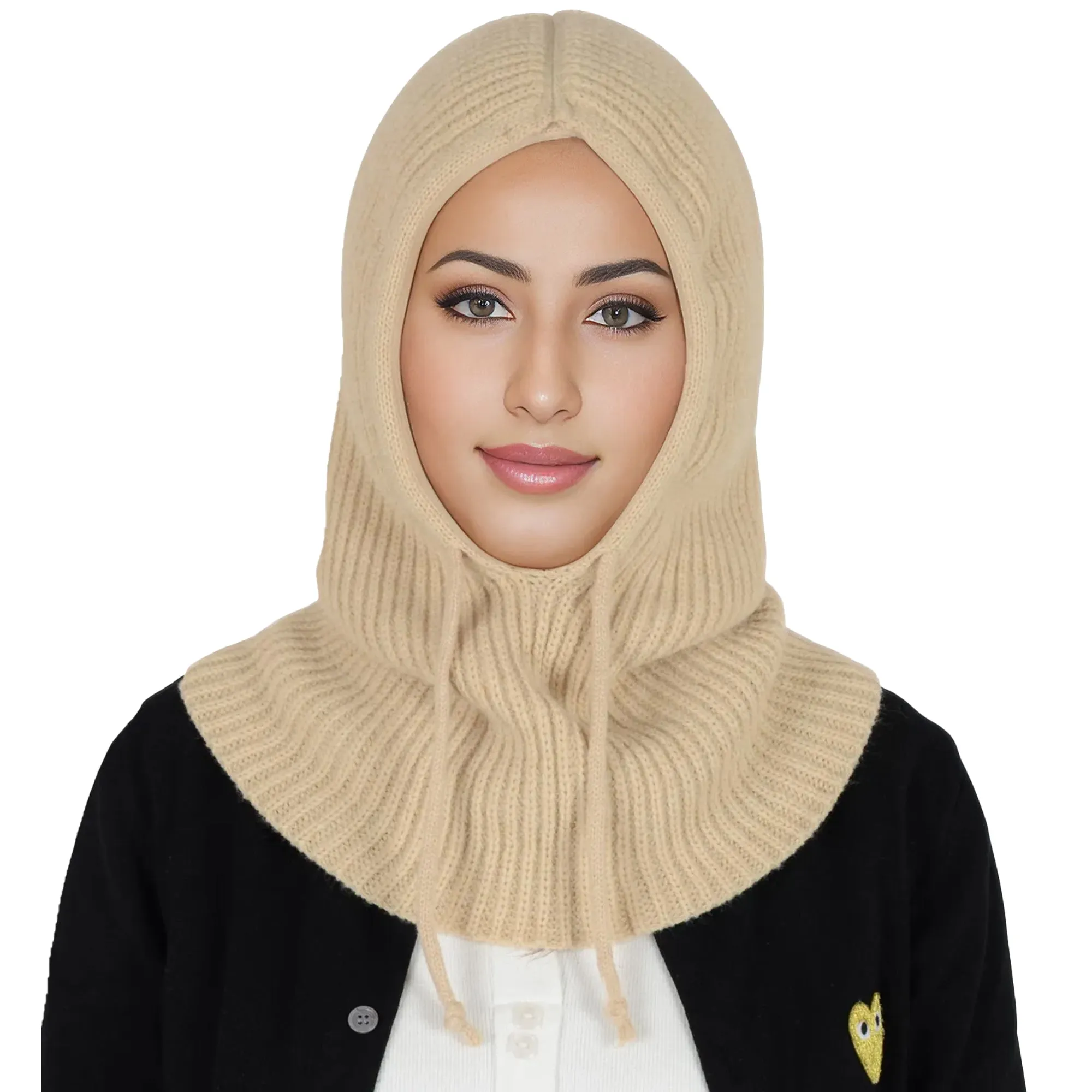 Anna-Kaci Solid Hooded Scarf Hat Winter Balaclava Knit Skull Cap Beanie Hat Neck Gaiters for Women sold by Anna-Kaci product image thumbnail 3