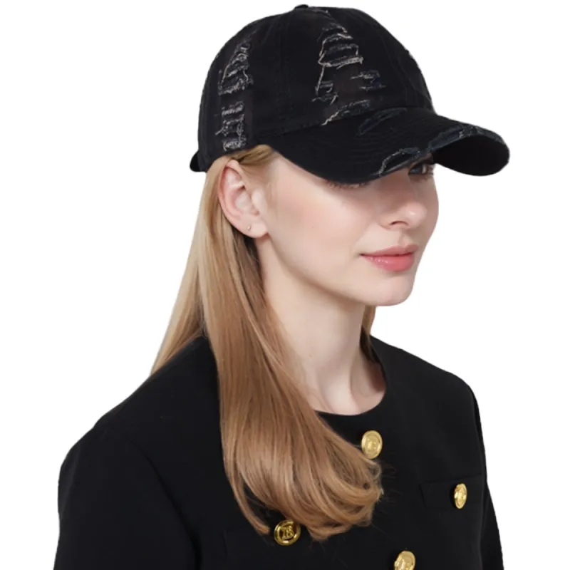 Anna-Kaci Vintage Washed Distressed Baseball Cap Denim Cotton Adjustable Dad Hats for Women Men sold by Anna-Kaci