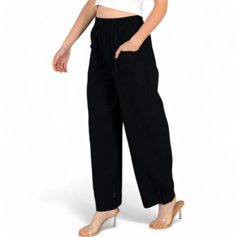 Anna-Kaci Women's Wide-Leg Elastic Waist Pants with Side Pockets sold by Anna-Kaci