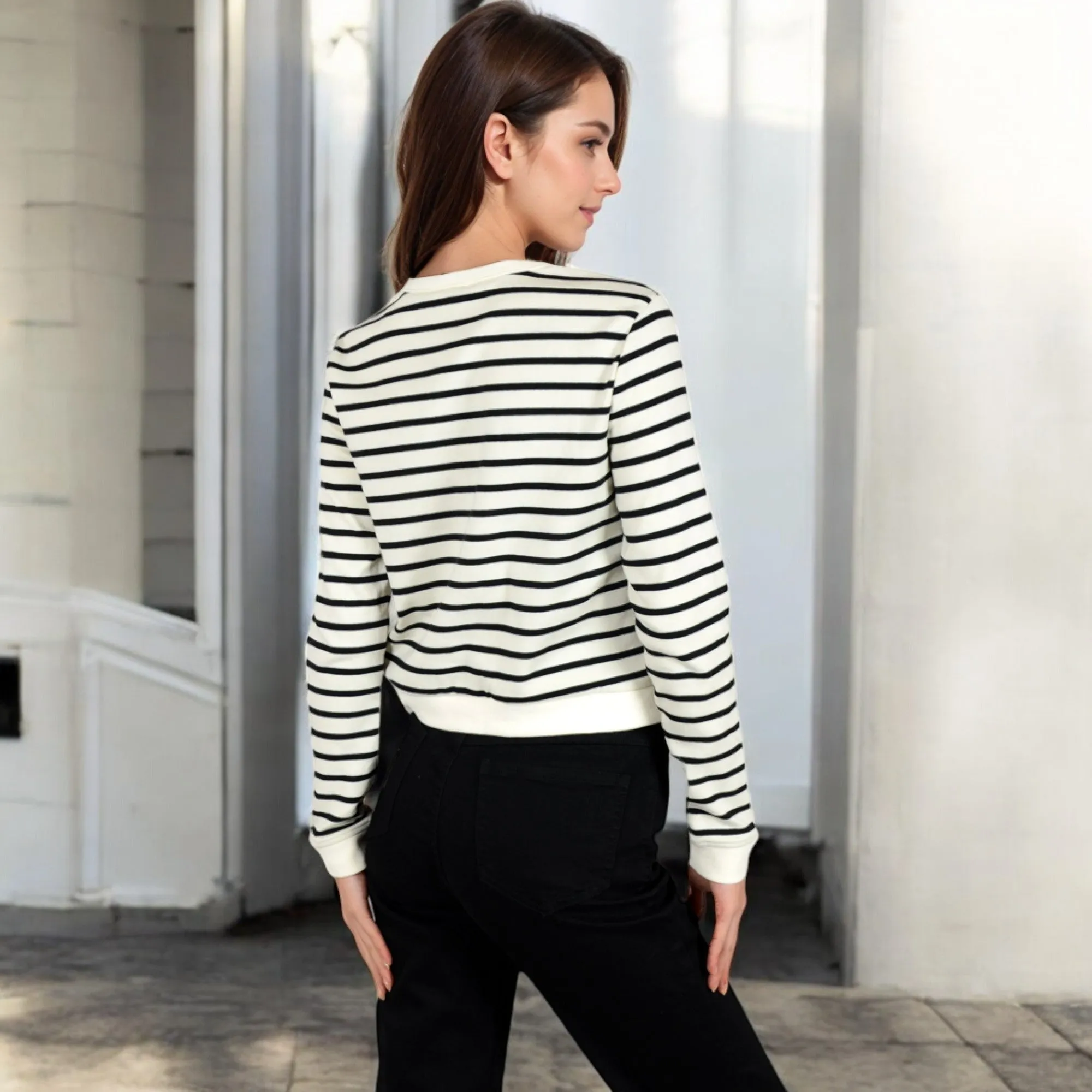 Anna-Kaci Women's Striped Button-Up Cardigan with Pocket Detail sold by Anna-Kaci product image thumbnail 5