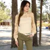Anna-Kaci Women's Long Sleeve Lace Detail Top with Stretch Knit Bodice sold by Anna-Kaci