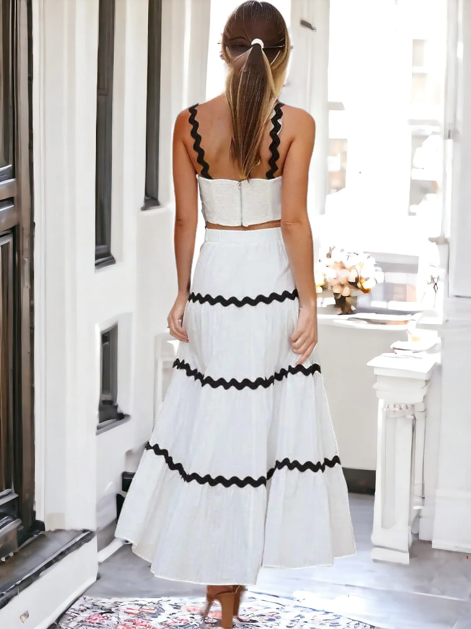 Anna-Kaci Women's Two-Piece Maxi Dress with Crop Top and Ric Rac Trim sold by Anna-Kaci product image thumbnail 5