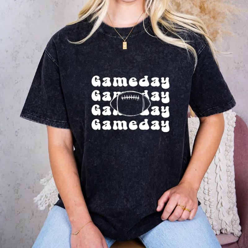 Game Day White Font Tee - Football Backdrop, Sports Event Vibes, Tail Gate Tee, Football Tee, Sports Tee, Sports Girl, White Font, Acid Tee sold by Anna-Kaci
