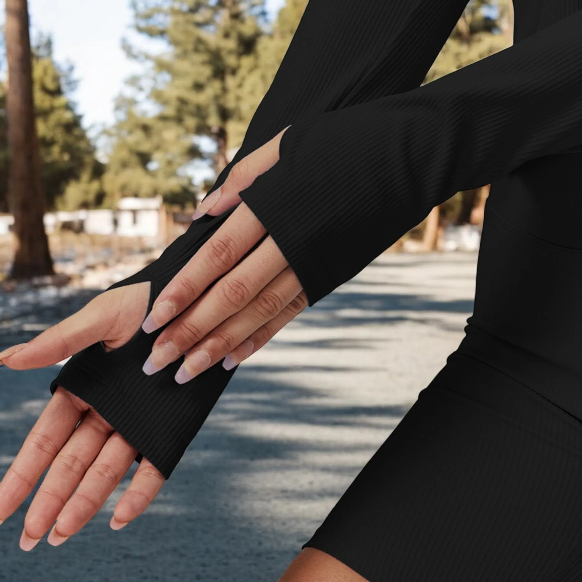 Anna-Kaci Women's Ribbed Long Sleeve Half-Zip Activewear Top sold by Anna-Kaci product image thumbnail 4