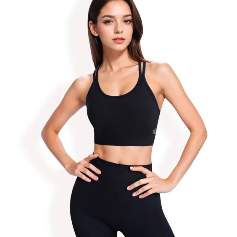 Anna-Kaci Women's Ribbed Seamless Sports Bra with Crisscross Back made by Anna-Kaci