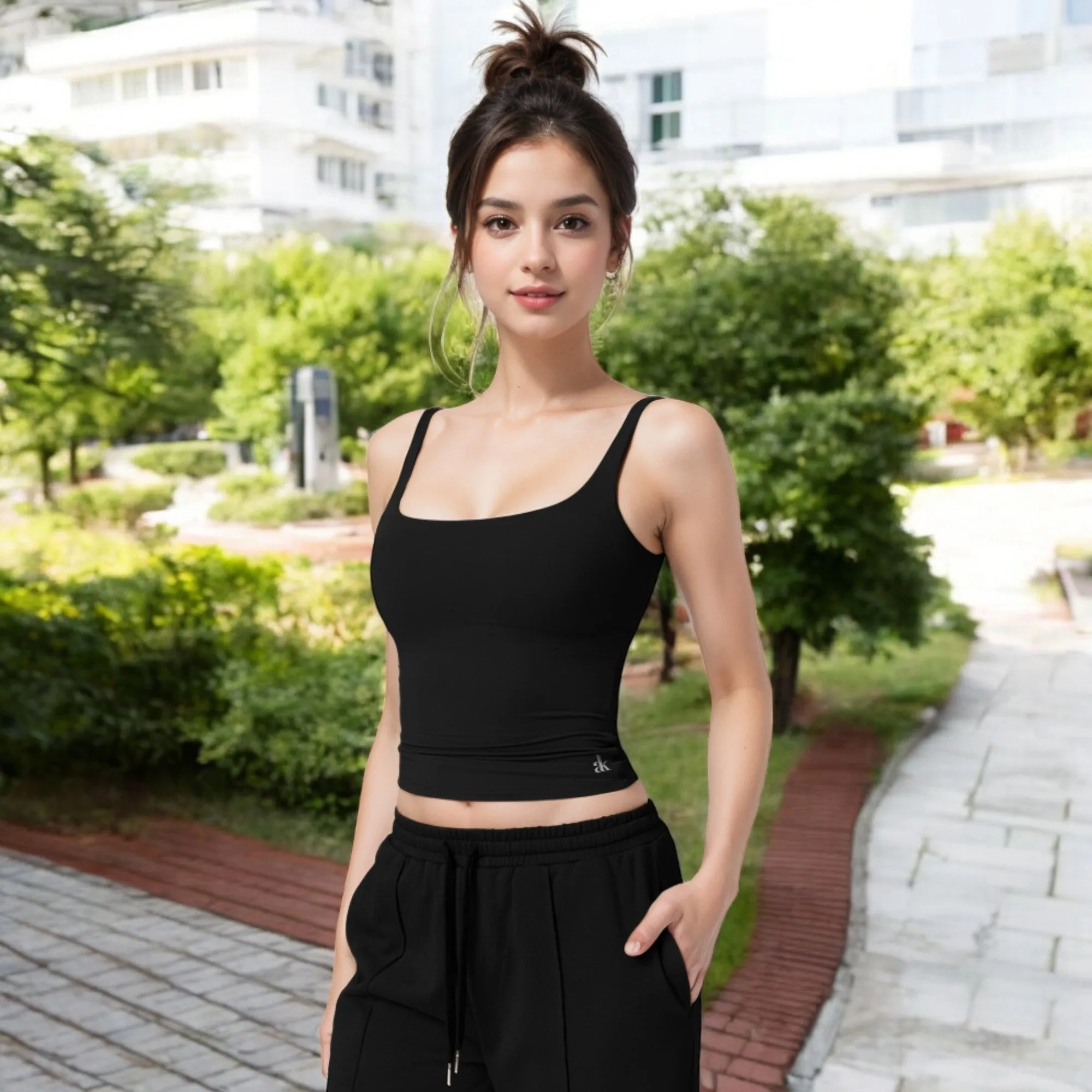 Anna-Kaci Women's Square Neck Sleeveless Tank Top with Stretch Fit sold by Anna-Kaci product image thumbnail 3