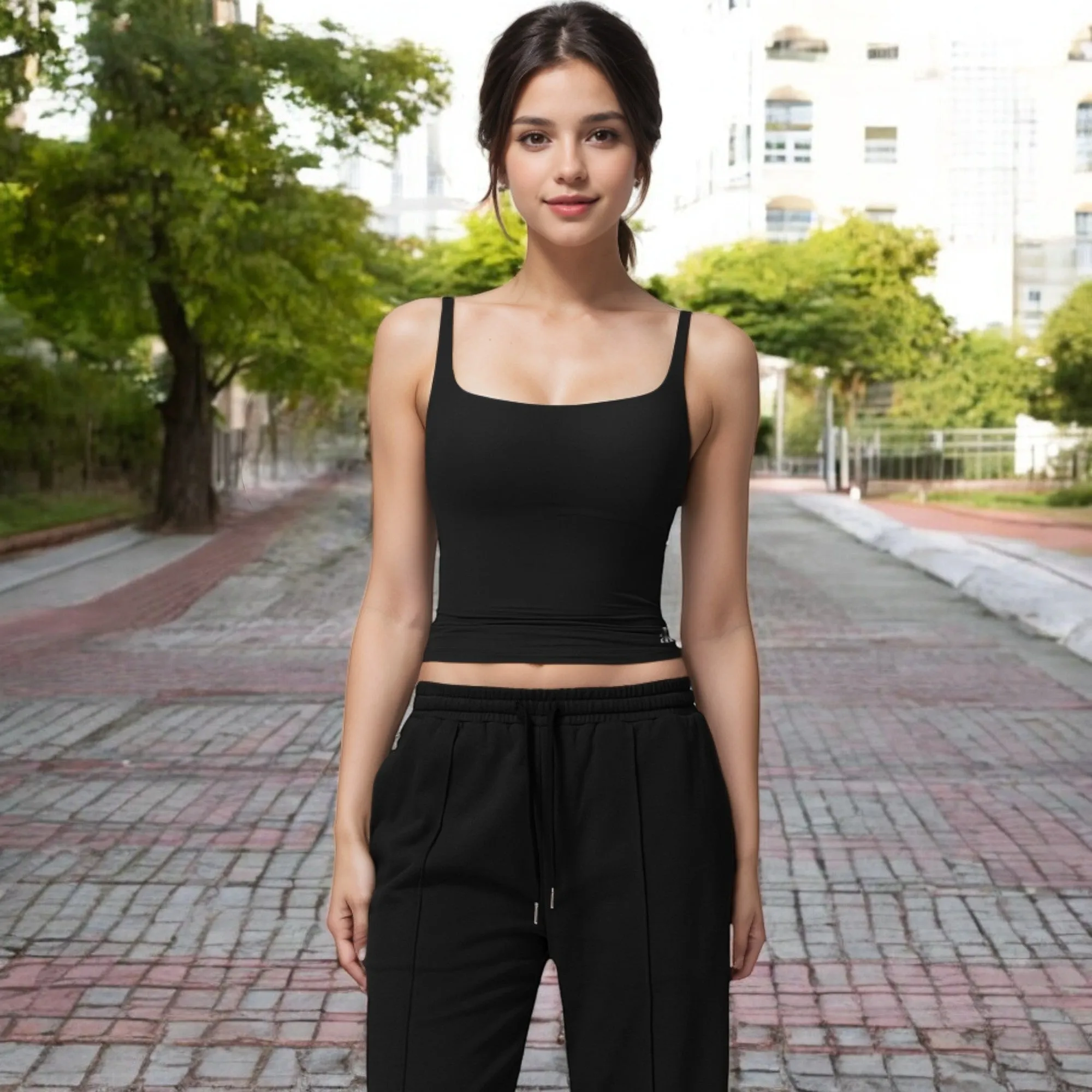 Anna-Kaci Women's Square Neck Sleeveless Tank Top with Stretch Fit sold by Anna-Kaci product image thumbnail 2