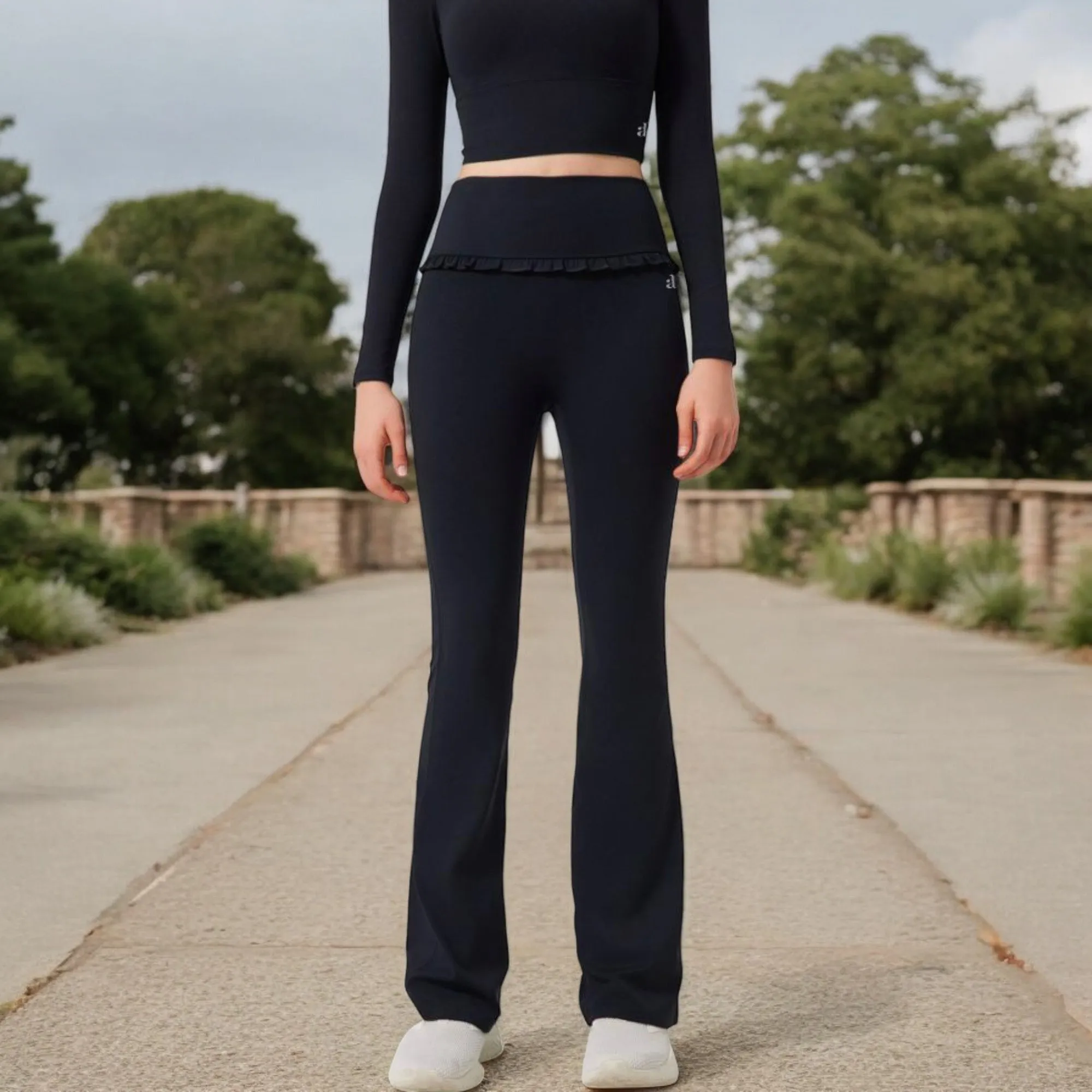 Anna-Kaci Women's High-Waisted Flare Pants with Ruffle Waistband sold by Anna-Kaci product image thumbnail 2