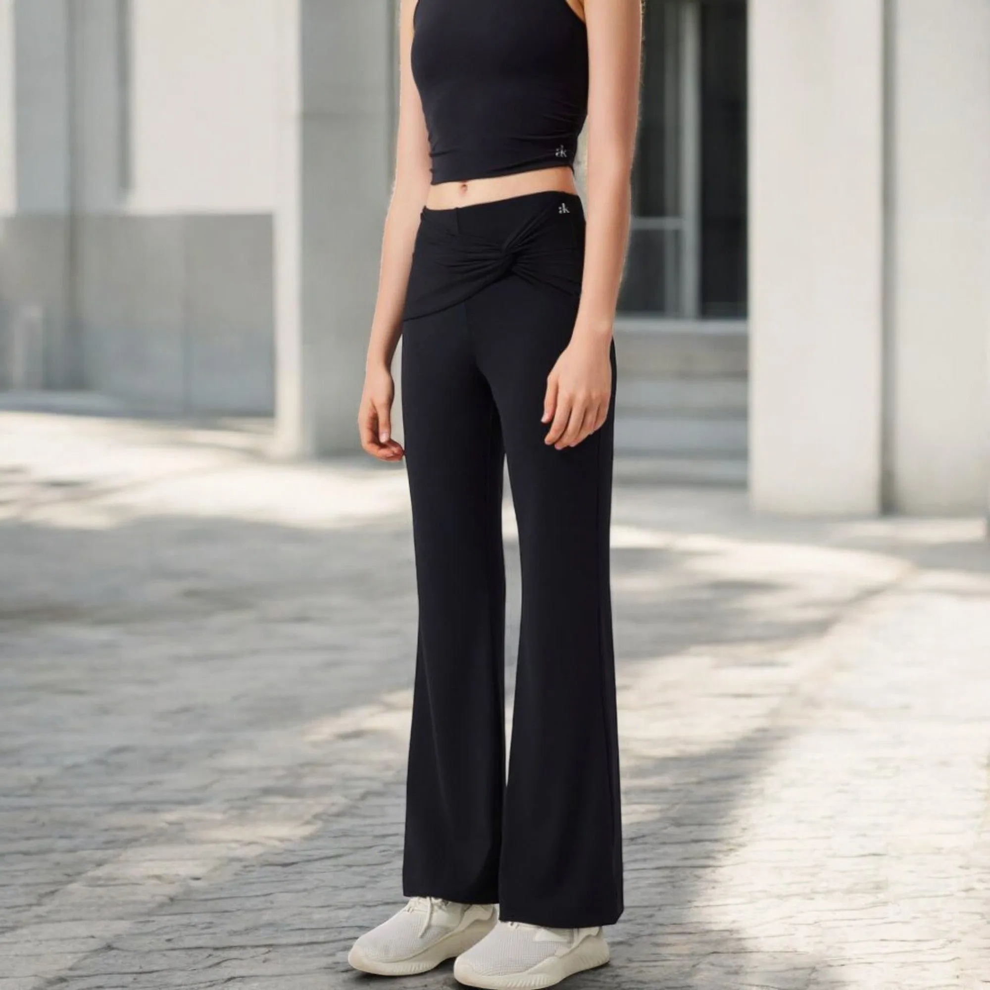 Anna-Kaci Women's High-Waisted Flare Pants with Twist Knot Detail sold by Anna-Kaci product image thumbnail 3