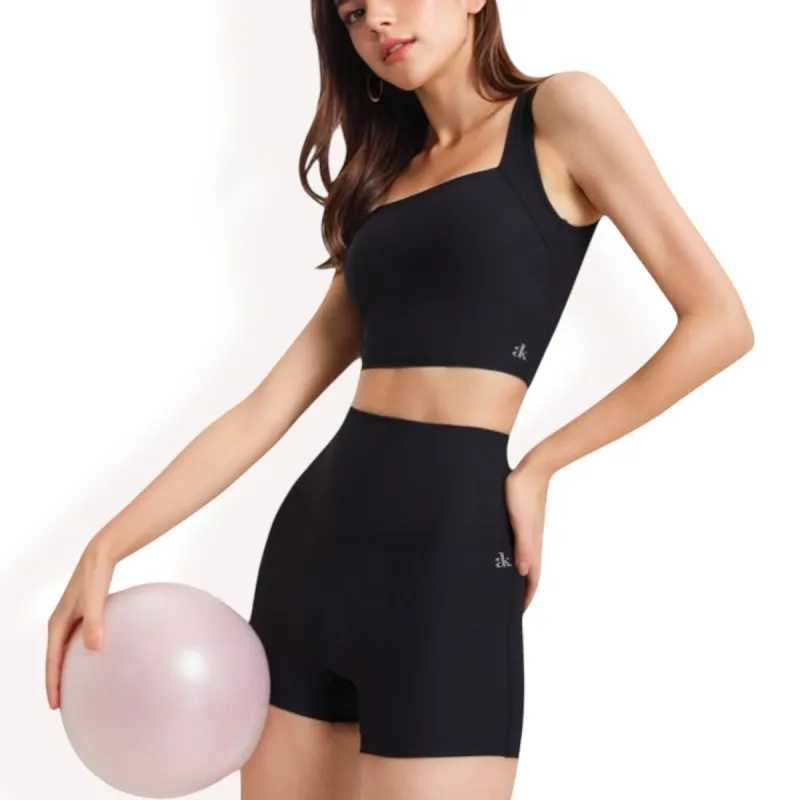 Anna-Kaci Women's High-Waisted Ribbed Shorts with Crisscross Back Detail sold by Anna-Kaci