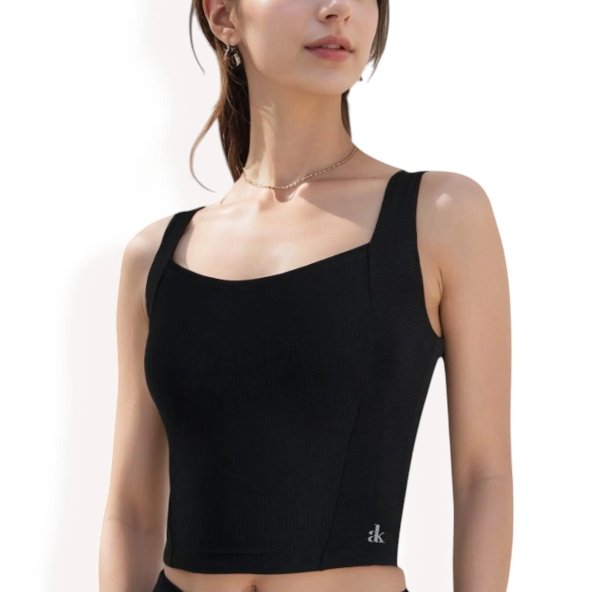 Anna-Kaci Women's Ribbed Square Neck Cropped Tank Top sold by Anna-Kaci