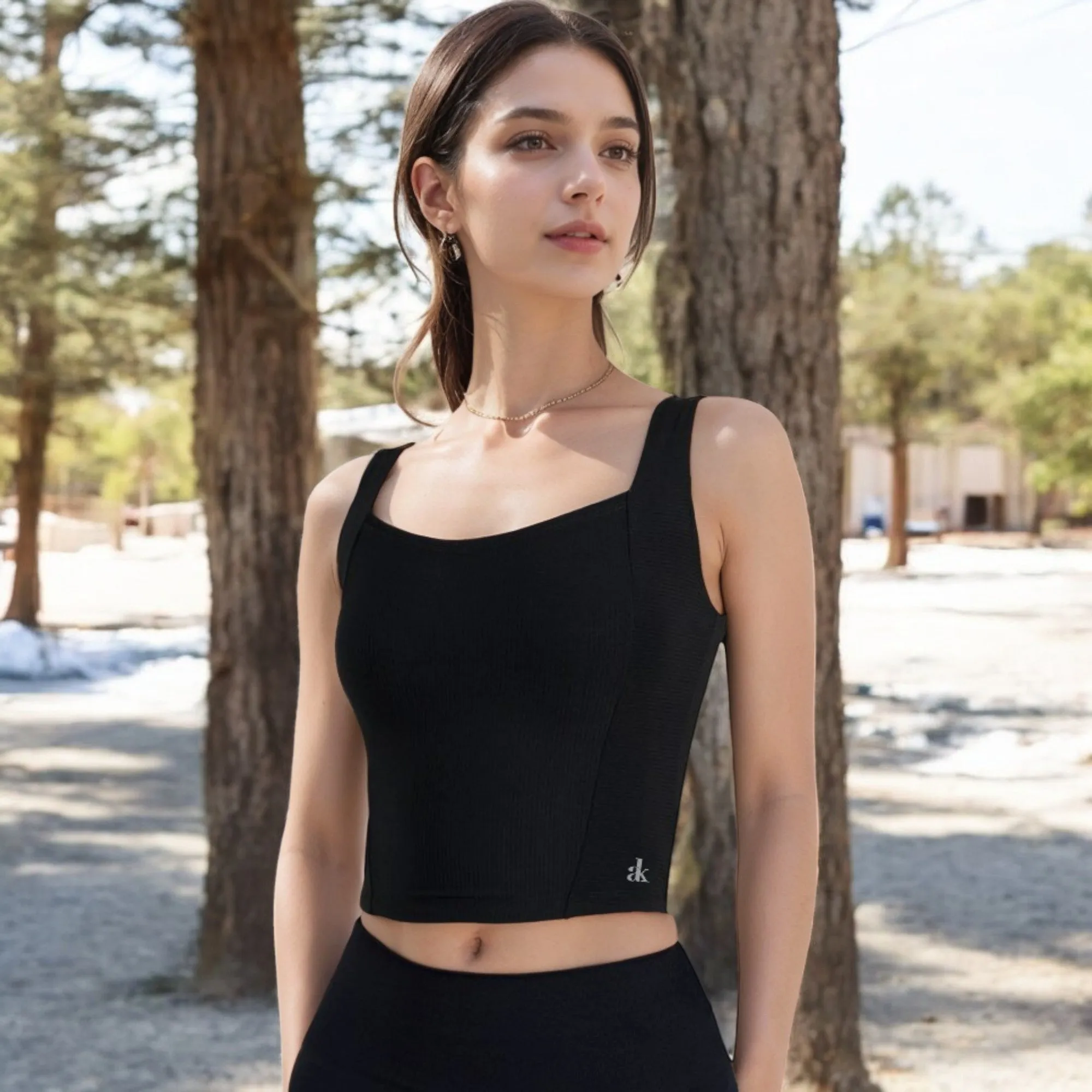 Anna-Kaci Women's Ribbed Square Neck Cropped Tank Top sold by Anna-Kaci product image thumbnail 2