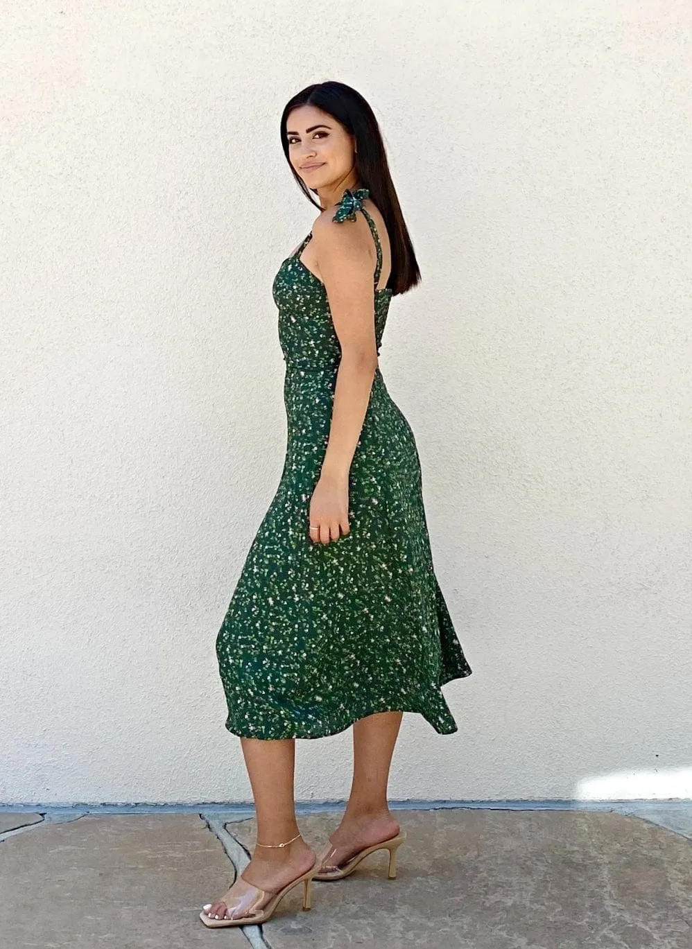Tie Shoulder Floral Midi Dress sold by Anna-Kaci product image thumbnail 4