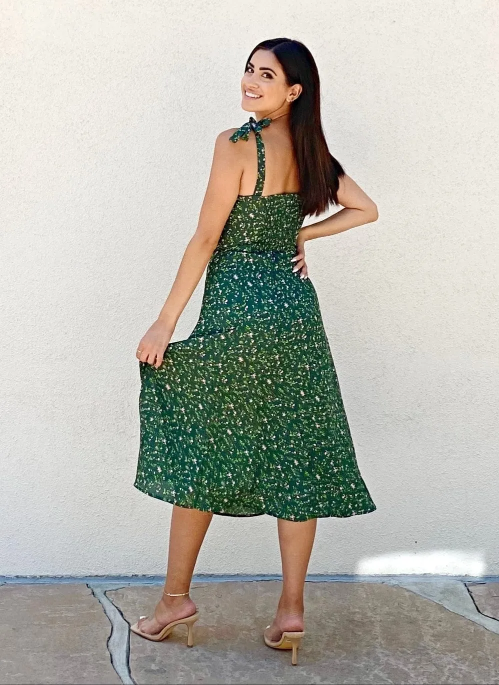 Tie Shoulder Floral Midi Dress sold by Anna-Kaci product image thumbnail 3