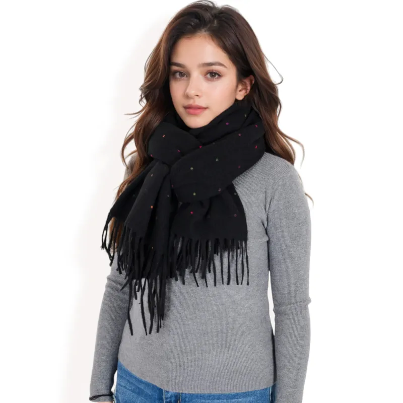 Anna-Kaci Women's Cashmere-Like Polka Dot Fringe Scarf with Soft Fabric and Lightweight Warmth sold by Anna-Kaci