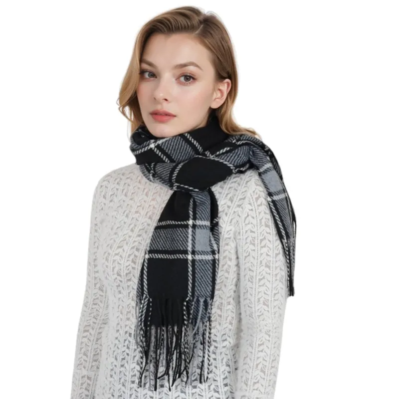 Anna-Kaci Classic Plaid Winter Scarf Cashmere Feel Checked Fringe Wrap Shawls for Women sold by Anna-Kaci