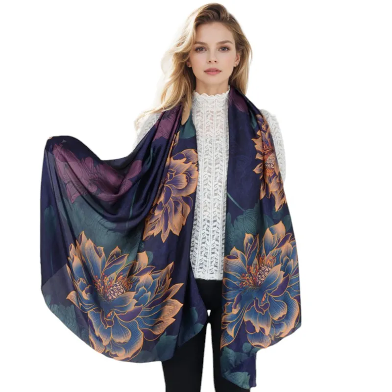 Anna-Kaci Women's Luxury Floral Pattern Satin Scarf Lightweight Silky Wrap Shawl Scarves for Evening Dresses sold by Anna-Kaci