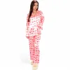 Anna-Kaci Women's Pink Heart Print Pajama Set with Button-Up Long Sleeve Top and Relaxed Fit Pants sold by Anna-Kaci