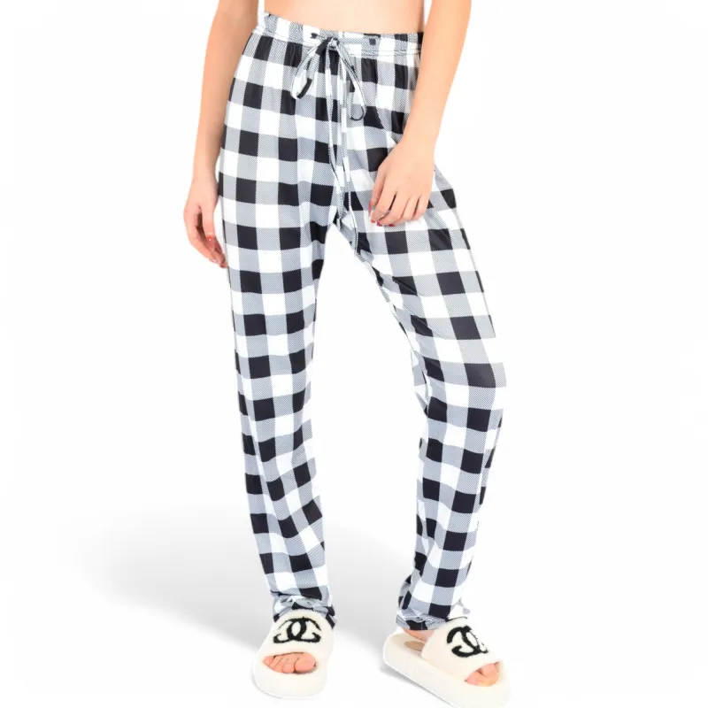 Anna-Kaci Women's Plaid Flannel Lounge Pants with Elastic Waistband and Adjustable Drawstring sold by Anna-Kaci