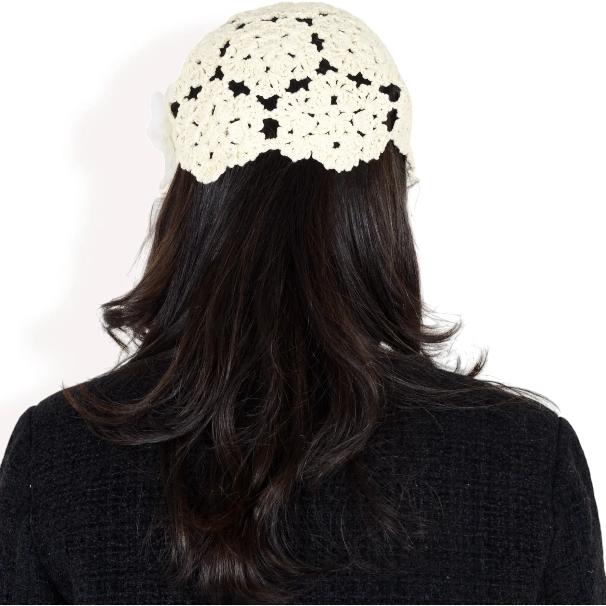 Anna-Kaci Women's Handmade Crochet Lace Cap with Floral Appliques and Elegant Vintage-Inspired Design sold by Anna-Kaci product image thumbnail 5