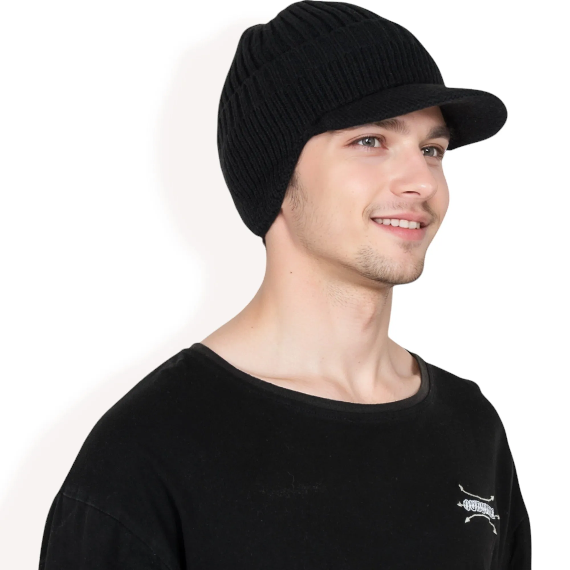 Anna-Kaci Men's Ribbed Knit Baseball Cap with Ear Flap Coverage for Winter Warmth and Style sold by Anna-Kaci product image thumbnail 3