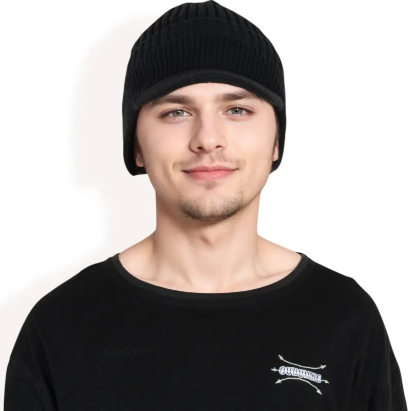 Anna-Kaci Men's Ribbed Knit Baseball Cap with Ear Flap Coverage for Winter Warmth and Style sold by Anna-Kaci