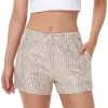 Anna-Kaci Women's Sparkly Sequin Shorts Elastic Waist Summer Straight Leg Glitter Party Shorts sold by Anna-Kaci