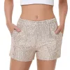 Anna-Kaci Women's Sparkly Sequin Shorts Elastic Waist Summer Straight Leg Glitter Party Shorts sold by Anna-Kaci