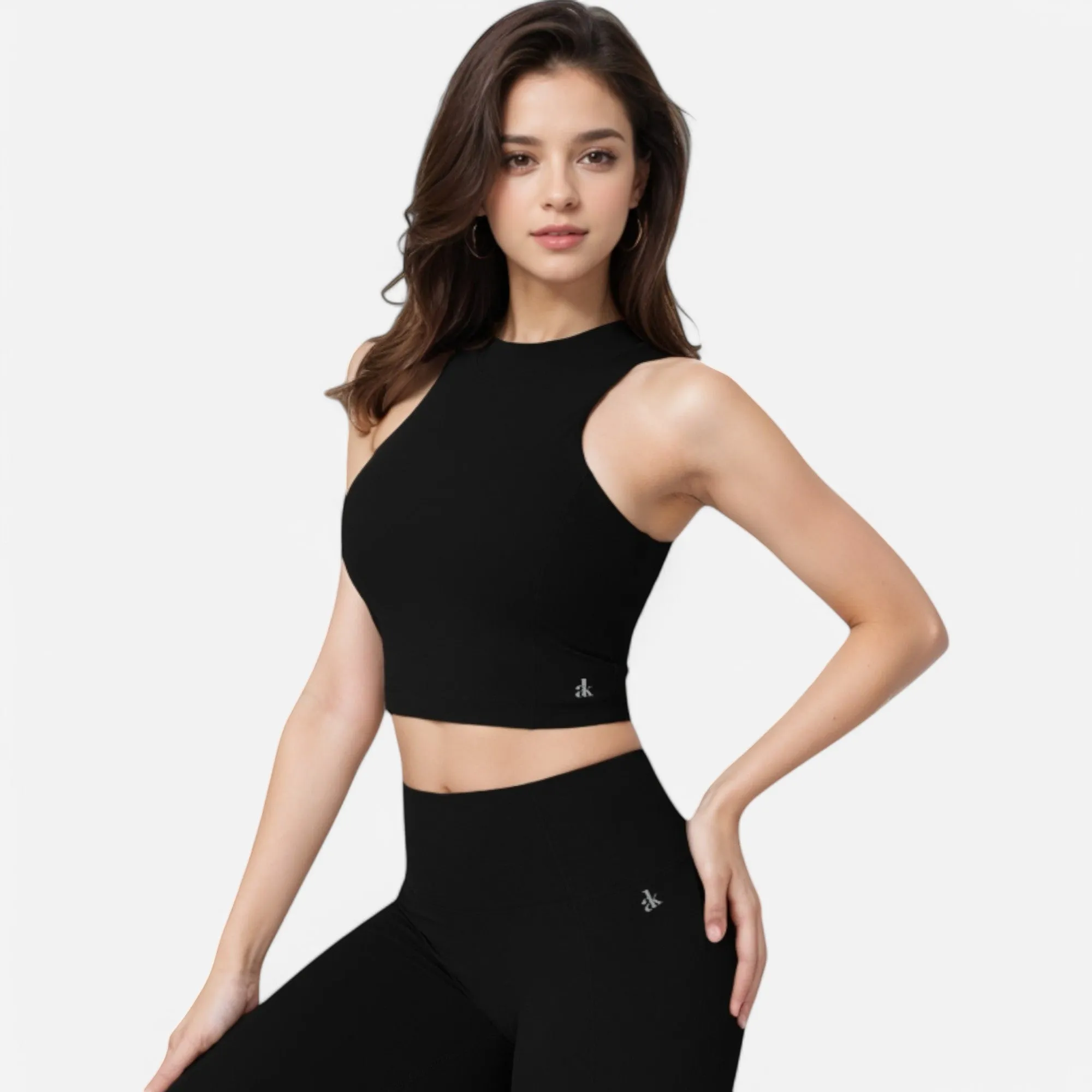 Anna-Kaci Women's High Neck Cropped Tank Top with Racerback Design sold by Anna-Kaci