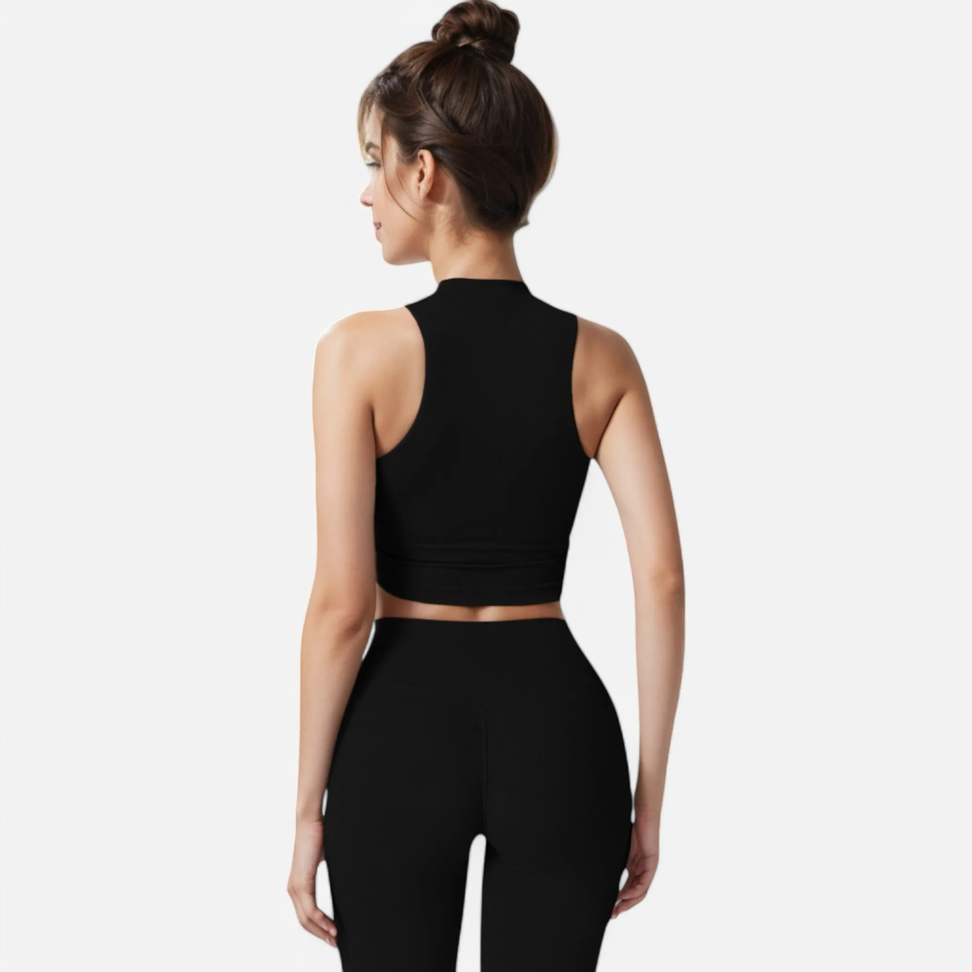 Anna-Kaci Women's High Neck Cropped Tank Top with Racerback Design sold by Anna-Kaci product image thumbnail 5