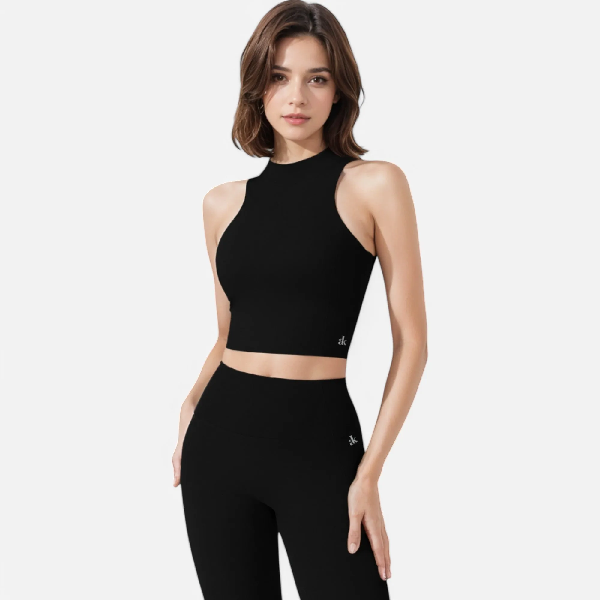 Anna-Kaci Women's High Neck Cropped Tank Top with Racerback Design sold by Anna-Kaci product image thumbnail 2