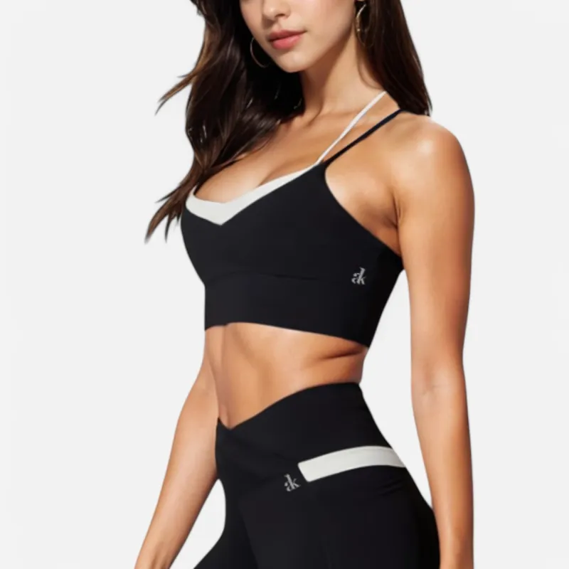 Anna-Kaci Women's Dual Strap Sports Bra with V-Neck Design made by Anna-Kaci