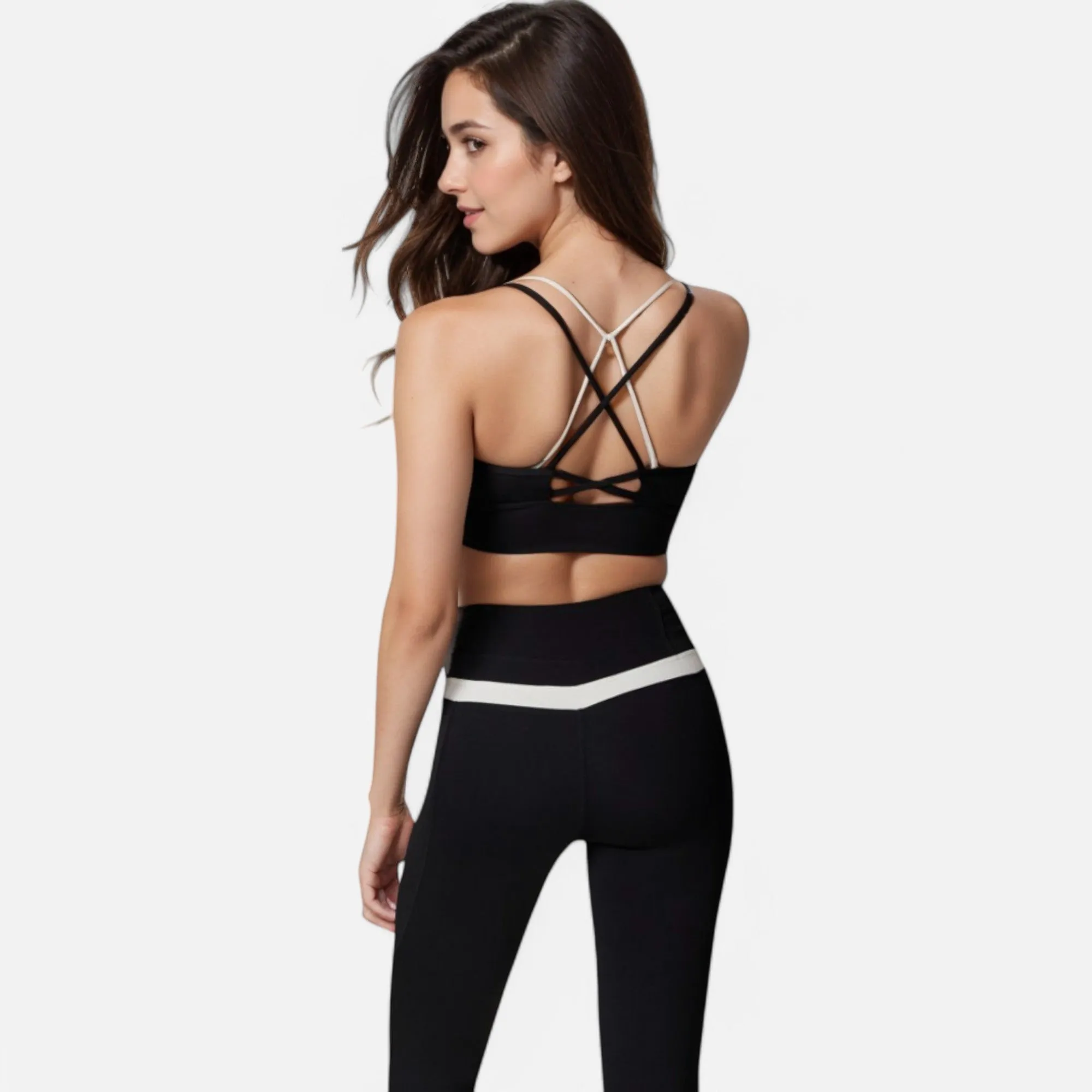 Anna-Kaci Women's Dual Strap Sports Bra with V-Neck Design sold by Anna-Kaci product image thumbnail 4