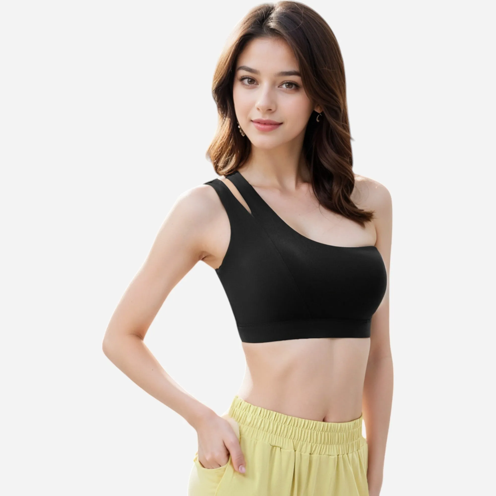 Anna-Kaci Women's One Shoulder Cut-Out Sports Bra with Asymmetrical Design sold by Anna-Kaci product image thumbnail 4